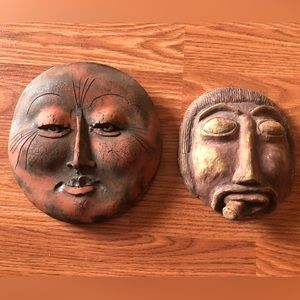 Set of 2 folk art faces
